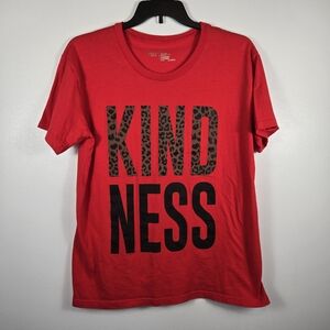 Flirtitude Active Red Leopard Print Kindness Cotton T-Shirt Tee Size XL